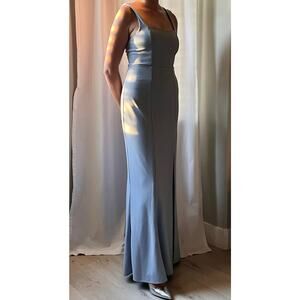 Show Me Your MuMu Steel Blue Square Neck Formal Wedding Guest Gown Sz M